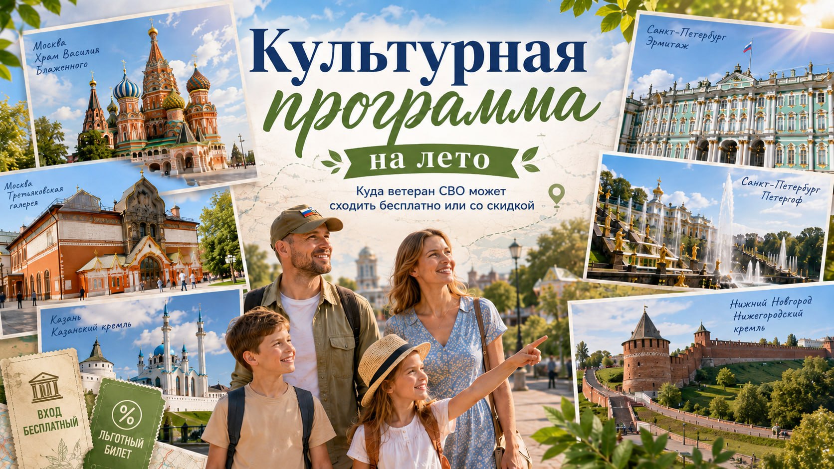 🟢Культурная программа на лето: куда ветеран СВО может сходить бесплатно или со скидкой