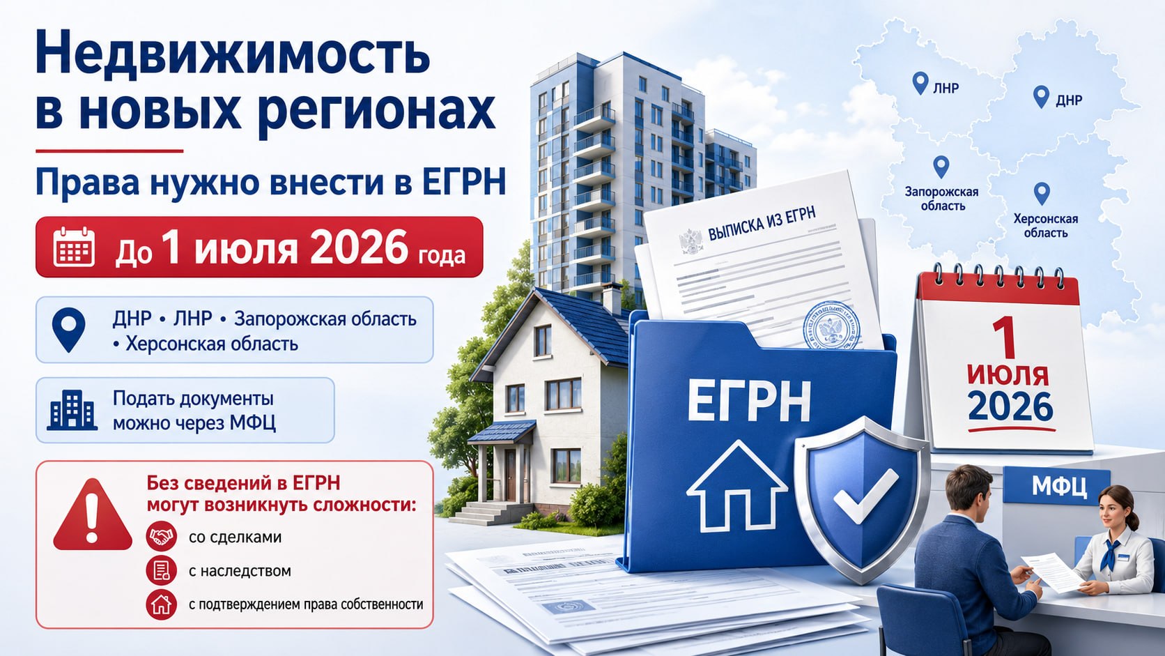 ❗️ Недвижимость в ДНР, ЛНР, Запорожской и Херсонской областях: важный срок до 1 июля 2026 года