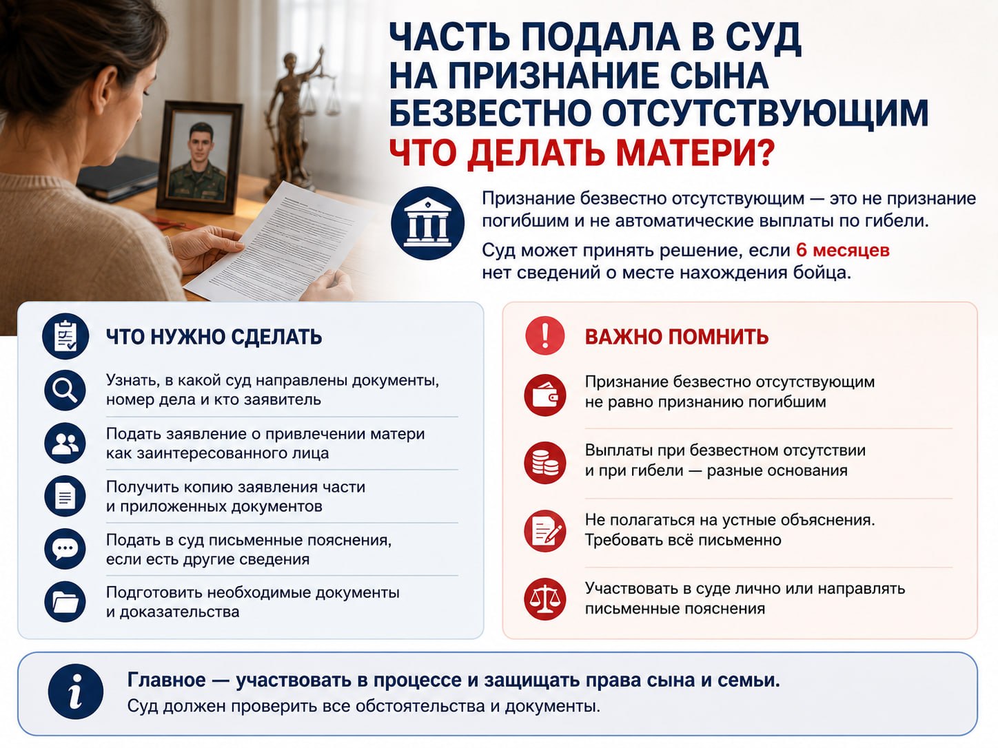Часть подала в суд, чтобы признать сына безвестно отсутствующим