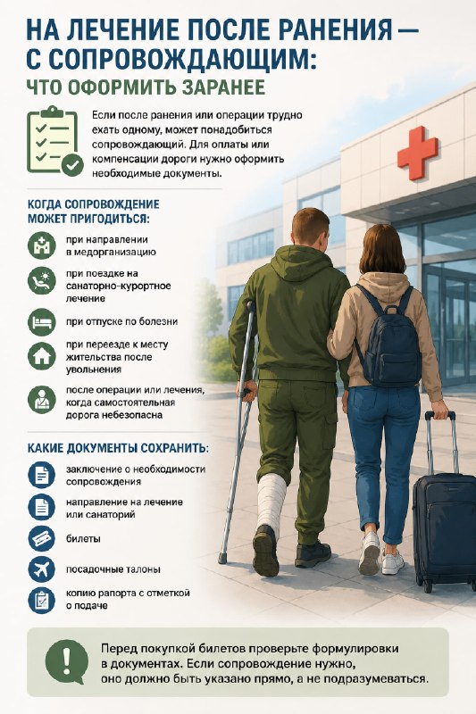 🏥 На лечение после ранения — с сопровождающим: что оформить заранее