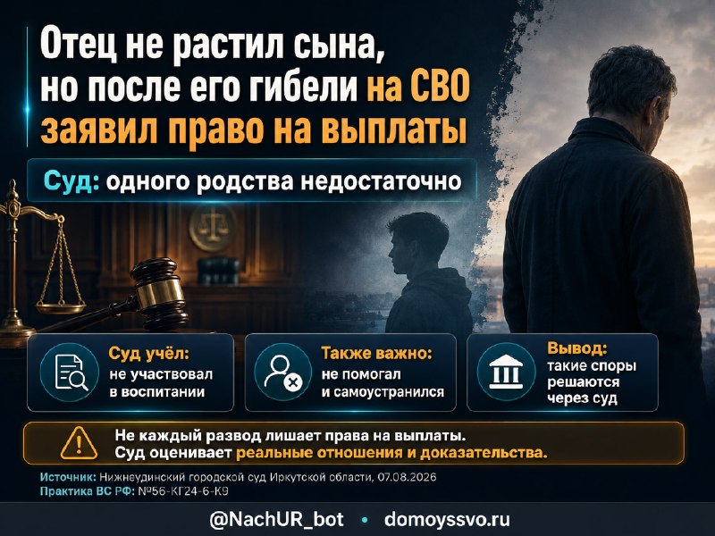 ⚖️ Отец не растил сына, но после его гибели на СВО заявил право на выплаты. Что решил суд