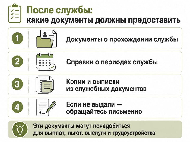 🪖 После службы не хватает документов? Что должны предоставить военнослужащему
