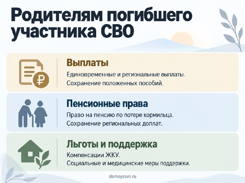 👨‍👩‍👦 Меры поддержки, которые положены родителям погибшего участника СВО