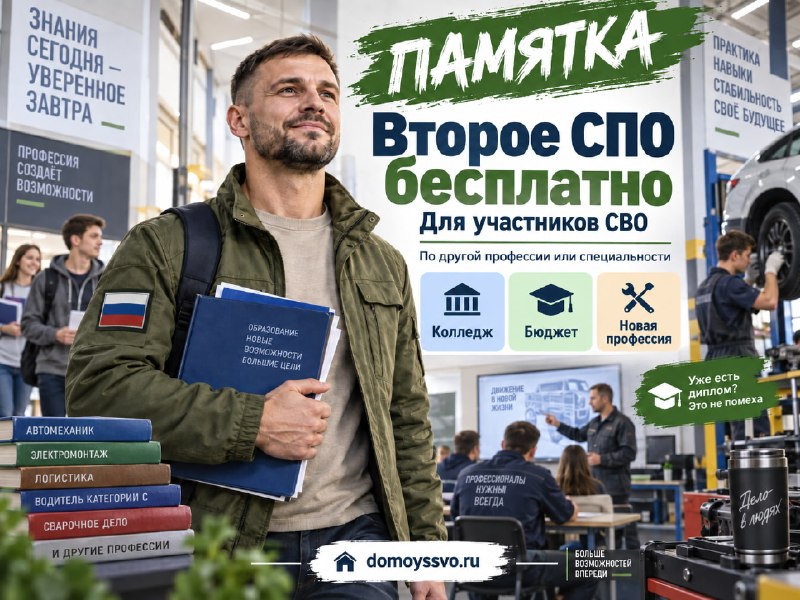 Уже бесплатно учились в колледже? После СВО можно получить ещё одно СПО за счёт бюджета